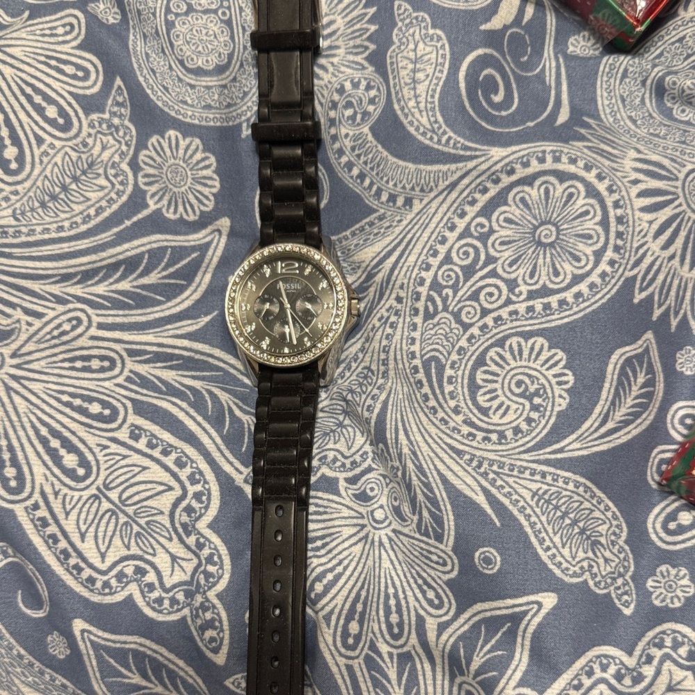 Fossil Black Watch with Silver Details